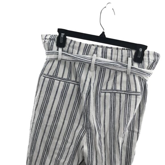Madewell Dark Baltic Stripe Linen Cotton Paperbag Pants - Picture 8 of 11